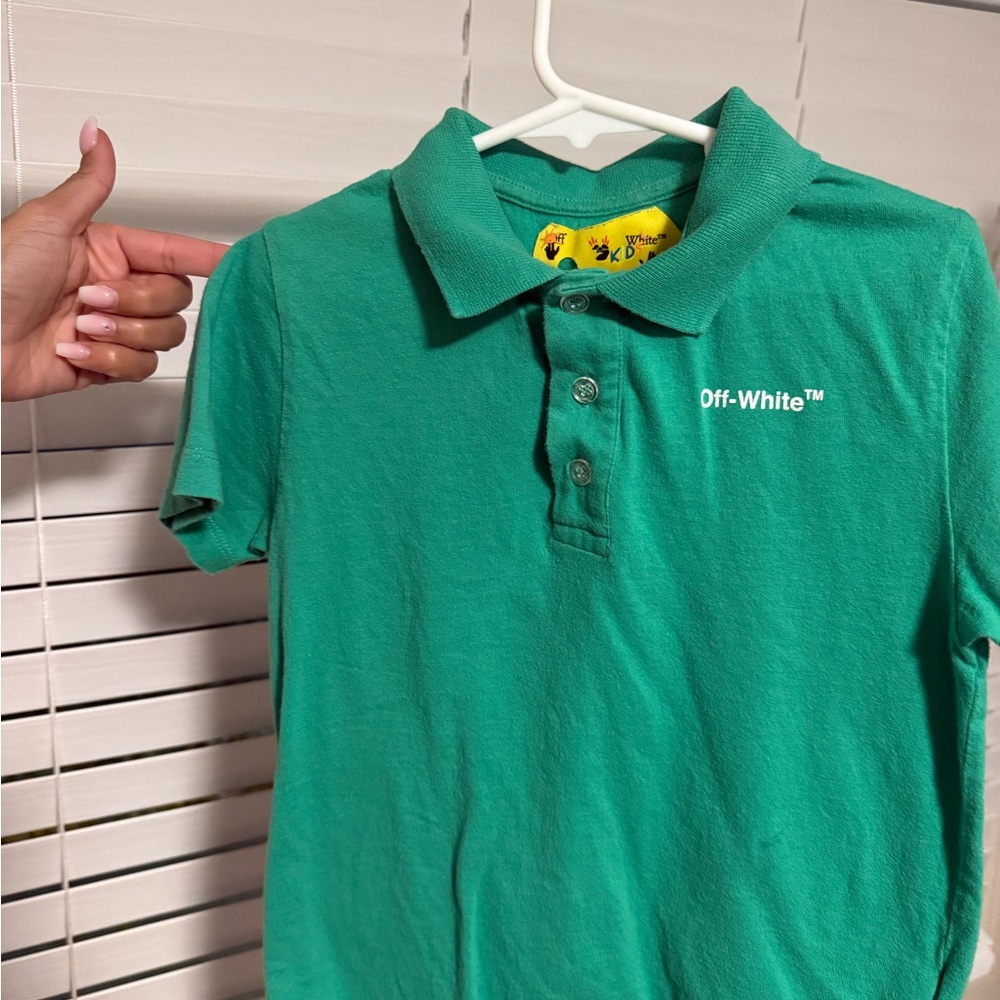 Off-White Kids Vibrant Green Polo